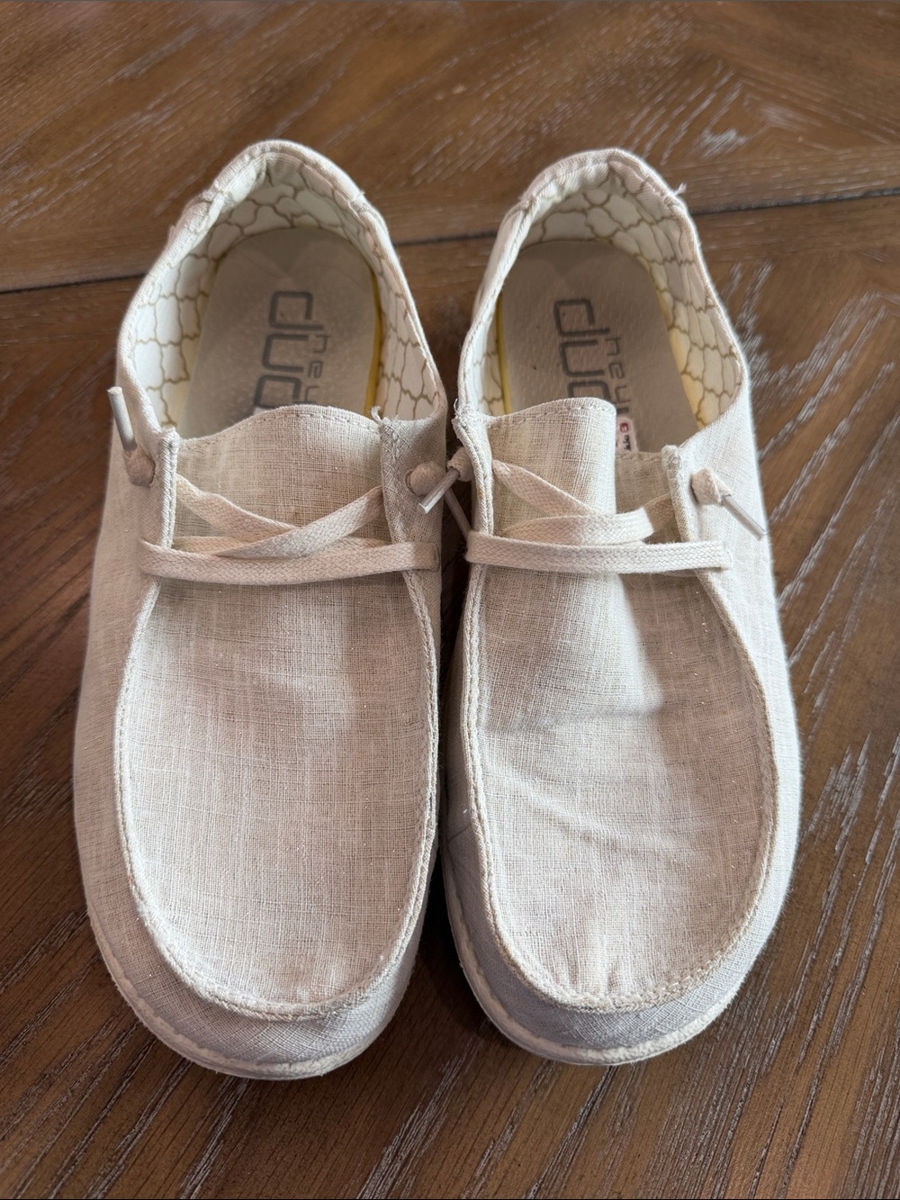 Hey Dude Women's Beige Sparkle Canvas Slip-On Loafers